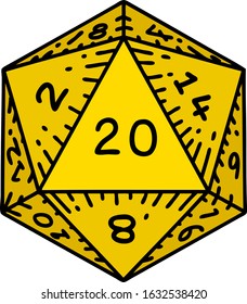 tattoo in traditional style of a d20 dice