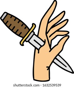 tattoo in traditional style of a dagger in the hand
