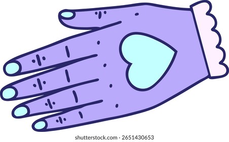 tattoo in traditional style of a hand in bright neon color