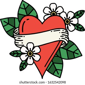 tattoo in traditional style of a heart and banner