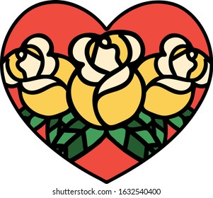 tattoo in traditional style of a heart and flowers