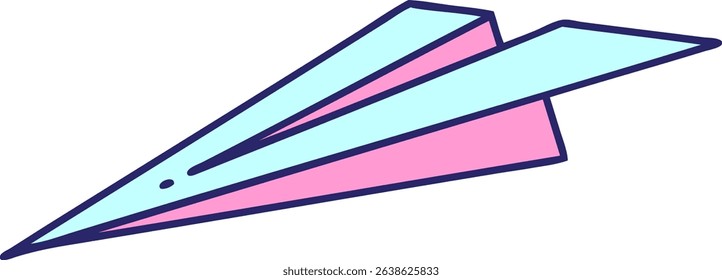 tattoo in traditional style of a paper airplane in bright neon colors
