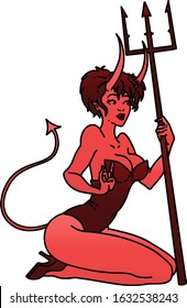 tattoo in traditional style of a pinup devil girl