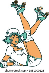 tattoo in traditional style of a pinup roller derby girl