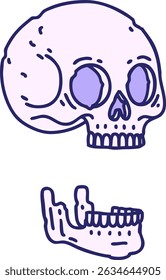tattoo in traditional style of a skull in bright neon colors