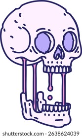 tattoo in traditional style of a skull in bright neon colors