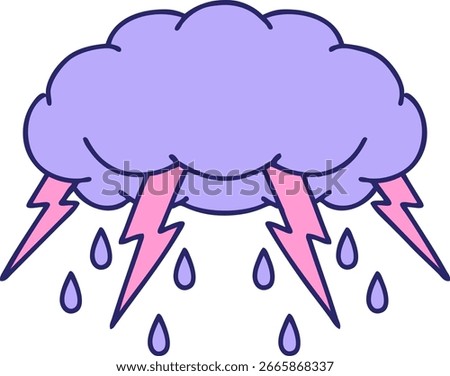 tattoo in traditional style of a storm cloud in bright neon color