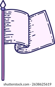 tattoo in traditional style of a white flag in bright neon colors