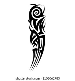 tattoo tribal abstract sleeve, black arm shoulder tattoo pattern vector, sketch art design isolated on white background