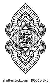 Tattoo tribal abstract sleeve, black arm shoulder tattoo fantasy pattern vector art design isolated on white background