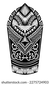 Tattoo tribal abstract sleeve, black arm shoulder tattoo fantasy pattern vector art design isolated on white background
