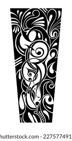 Tattoo tribal abstract sleeve , black arm shoulder tattoo fantasy pattern vector art design isolated on white background