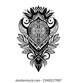 Tattoo tribal abstract sleeve, black arm shoulder tattoo fantasy pattern vector art design isolated on white background