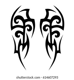 tattoo tribal abstract sleeve, black arm shoulder tattoo pattern vector, sketch art design isolated on white background