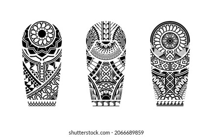 Premium Vector  Polynesian style tattoo design with mask maori tribal style  tattoo pattern fit for a leg