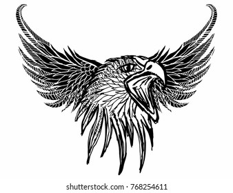 Sketch Tribal Raven Tattoo Vector Drawing Stock Vector (Royalty Free ...