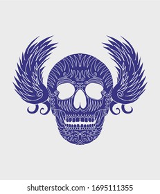 Tattoo tribal grunge winged skull graphic design vector art
