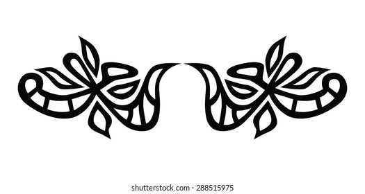 Tattoo tribal lower back vector design. Simple logo. Individual designer isolated element for decorating the body of women and girls waist, back and stomach and other body parts. Abstract illustration