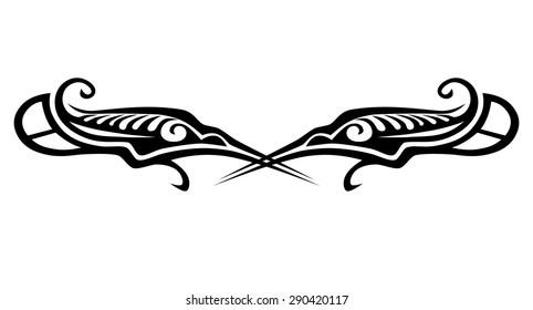 Tattoo tribal lower back vector design. Simple logo. Individual designer isolated element for decorating the body of women and girls waist, back and stomach and other body parts. Abstract illustration