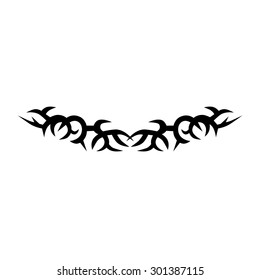 Tattoo tribal lower back vector design. Simple logo. Individual designer isolated element for decorating the body of women and girls waist, back and stomach and other body parts. Abstract illustration