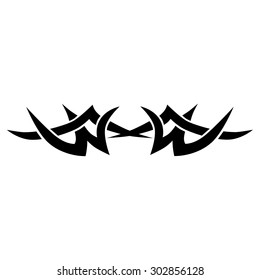 Tattoo tribal lower back vector design. Simple logo. Individual designer isolated element for decorating the body of women and girls waist, back and stomach and other body parts. Abstract illustration