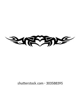 Tattoo tribal lower back vector design. Simple logo. Individual designer isolated element for decorating the body of women and girls waist, back and stomach and other body parts. Abstract illustration