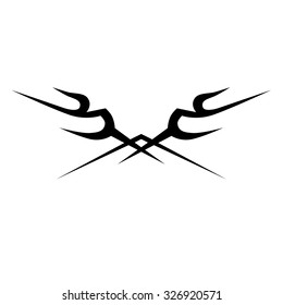 Tattoo tribal lower back vector design. Simple logo. Individual designer isolated element for decorating the body of women and girls waist, back and stomach and other body parts. Abstract illustration