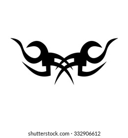 Tattoo tribal lower back vector design. Simple logo. Individual designer isolated element for decorating the body of women and girls waist, back and stomach and other body parts. Abstract illustration