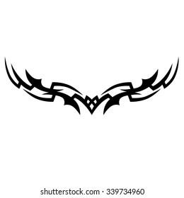 Tattoo tribal lower back vector design. Simple logo. Individual designer isolated element for decorating the body of women and girls waist, back and stomach and other body parts. Abstract illustration