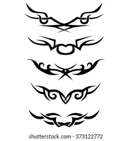 Tattoo tribal lower back vector design. Simple logo. Individual designer isolated element for decorating the body of women and girls waist, back and stomach and other body parts. Abstract illustration