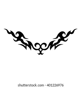 Tattoo tribal lower back vector design. Simple logo. Individual designer isolated element for decorating the body of women and girls waist, back and stomach and other body parts. Abstract illustration