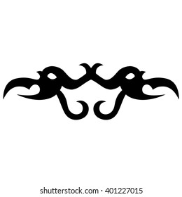 Tattoo tribal lower back vector design. Simple logo. Individual designer isolated element for decorating the body of women and girls waist, back and stomach and other body parts. Abstract illustration
