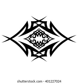 Tattoo tribal lower back vector design. Simple logo. Individual designer isolated element for decorating the body of women and girls waist, back and stomach and other body parts. Abstract illustration