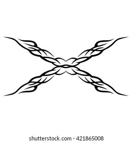 Tattoo tribal lower back vector design. Simple logo. Individual designer isolated element for decorating the body of women and girls waist, back and stomach and other body parts. Abstract illustration