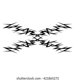 Tattoo tribal lower back vector design. Simple logo. Individual designer isolated element for decorating the body of women and girls waist, back and stomach and other body parts. Abstract illustration