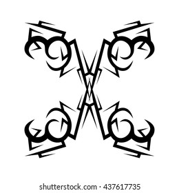Tattoo tribal lower back vector design. Simple logo. Individual designer isolated element for decorating the body of women and girls waist, back and stomach and other body parts. Abstract illustration