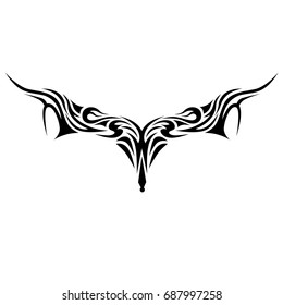 Tattoo tribal lower back vector. Individual designer insulated element for decorating the body of women and girls waist, back and belly and other body parts. Abstract illustration.