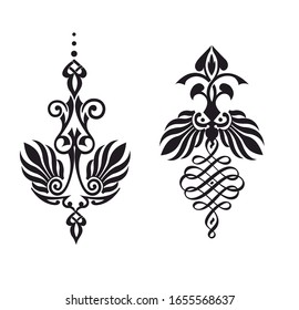 TATTOO TRIBAL AND MAORI FLOWER DESIGN ORNAMENTAL DECORATION