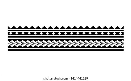 Tattoo tribal maori pattern bracelet, polynesian ornamental  border design seamless vector isolated on white background