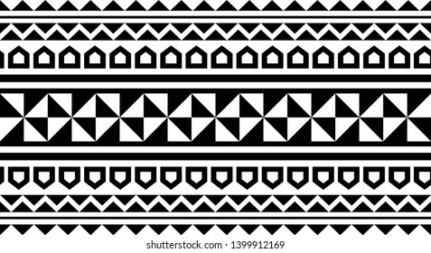 Tattoo tribal maori pattern, polynesian abstract ornamental aboriginal, seamless border design vector isolated on white background