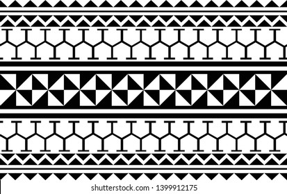 Tattoo tribal maori pattern, polynesian abstract ornamental aboriginal, seamless border design vector isolated on white background