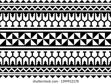 Tattoo tribal maori pattern, polynesian abstract ornamental aboriginal, seamless border design vector isolated on white background