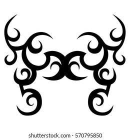 Tattoo tribal shape vector. Individual designer insulated element for decorating the body of women and girls waist, back and belly and other body parts. Abstract illustration.