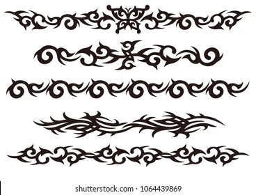 Tattoo tribal vector design art set.