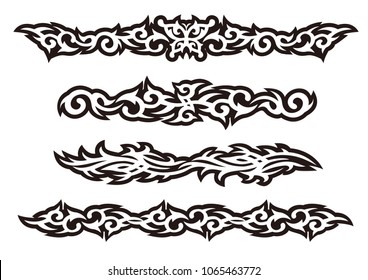 Tattoo tribal vector design art set, Vector Illustration