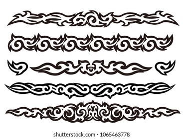 Tattoo tribal vector design art set, Vector Illustration