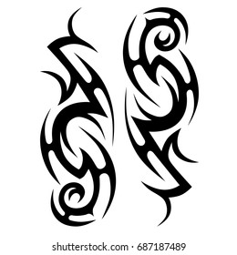 Tattoo tribal vector design. Simple logo. Individual designer isolated element for decorating the body of women, men and girls arm, leg and other body parts. Abstract illustration.