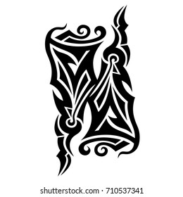 Tattoo tribal vector design. Simple logo. Individual designer isolated element for decorating the body of women, men and girls arm, leg and other body parts. Abstract illustration.