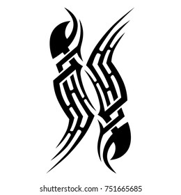 Tattoo tribal vector design. Simple logo. Individual designer isolated element for decorating the body of women, men and girls arms, legs and other body parts. Abstract illustration.