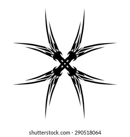 Tattoo tribal vector design sketch. Cross art decorative black ornament. Simple logo on white background. Designer isolated abstract element for arm, leg, shoulder men and women.